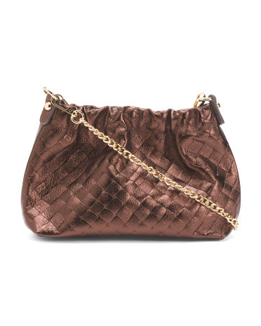 Made In Italy Leather Quilted Shoulder Bag | TJ Maxx