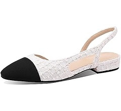 JiaBinji Slingback Flats for Women Two Tone Closed Round Toe Casual Pumps | Amazon (US)