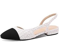 JiaBinji Slingback Flats for Women Two Tone Closed Round Toe Casual Pumps | Amazon (US)