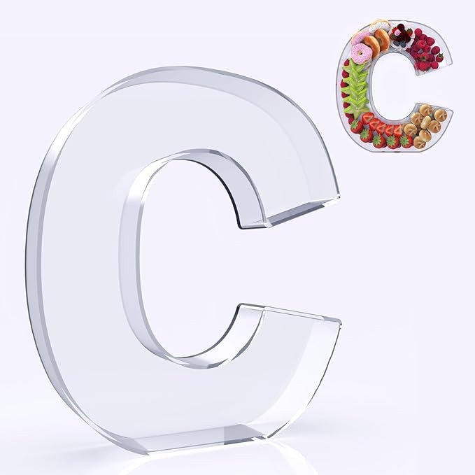 11" Acrylic Letter Charcuterie Box, Reusable Fillable Alphabet Number Shaped Form Tray for Birthd... | Amazon (US)