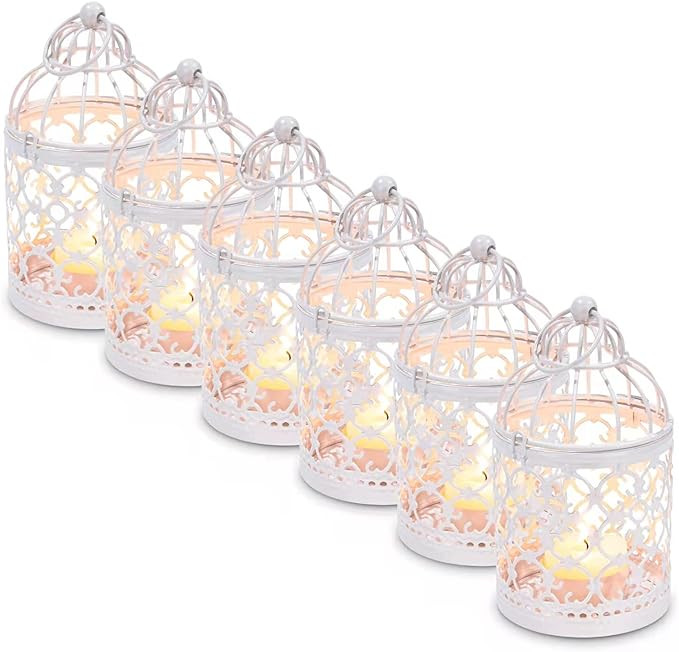 Hanging Birdcage Lantern, 6PCS Small Metal Tealight Holder Vintage Decorative Hanging Candle Hold... | Amazon (US)