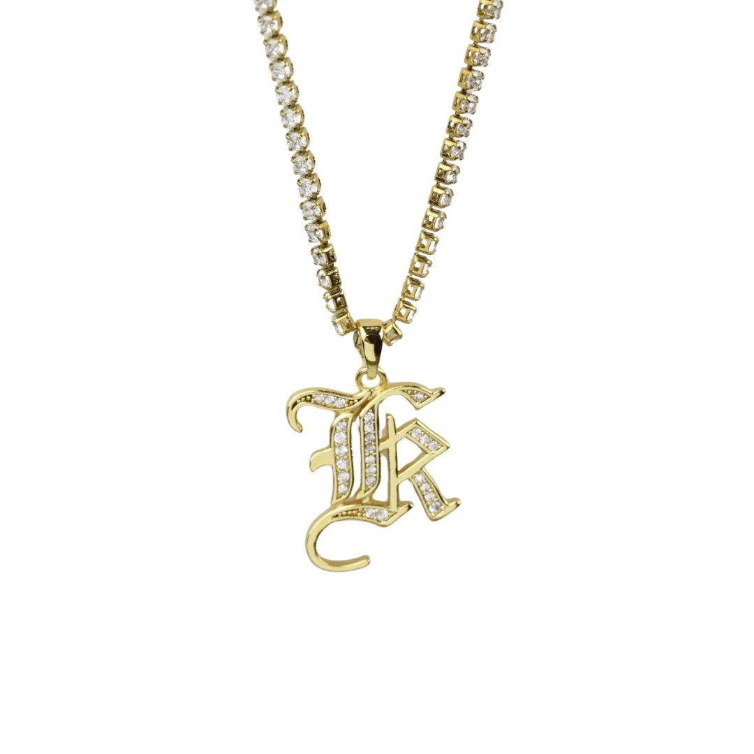 Old English Letter Tennis Necklace - Ahava J | Ahava Jewels