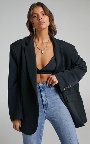 Amalea Oversized Boyfriend Blazer in Black | Showpo (US, UK & Europe)