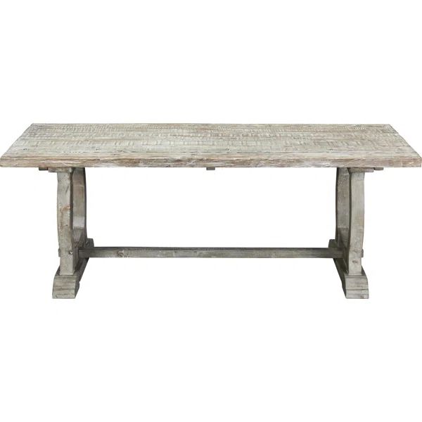 Domenic 84'' Pine Solid Wood Trestle Dining Table | Wayfair North America