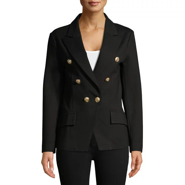Attitude Unknown Women's Metallic Button Blazer - Walmart.com | Walmart (US)