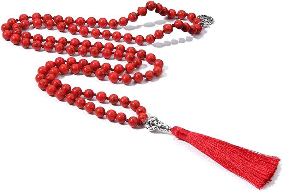 BALIBALI 108 Mala Beads Necklace Semi-Precious Gem Stones Meditation Necklace 108 Hand Knotted Ja... | Amazon (US)