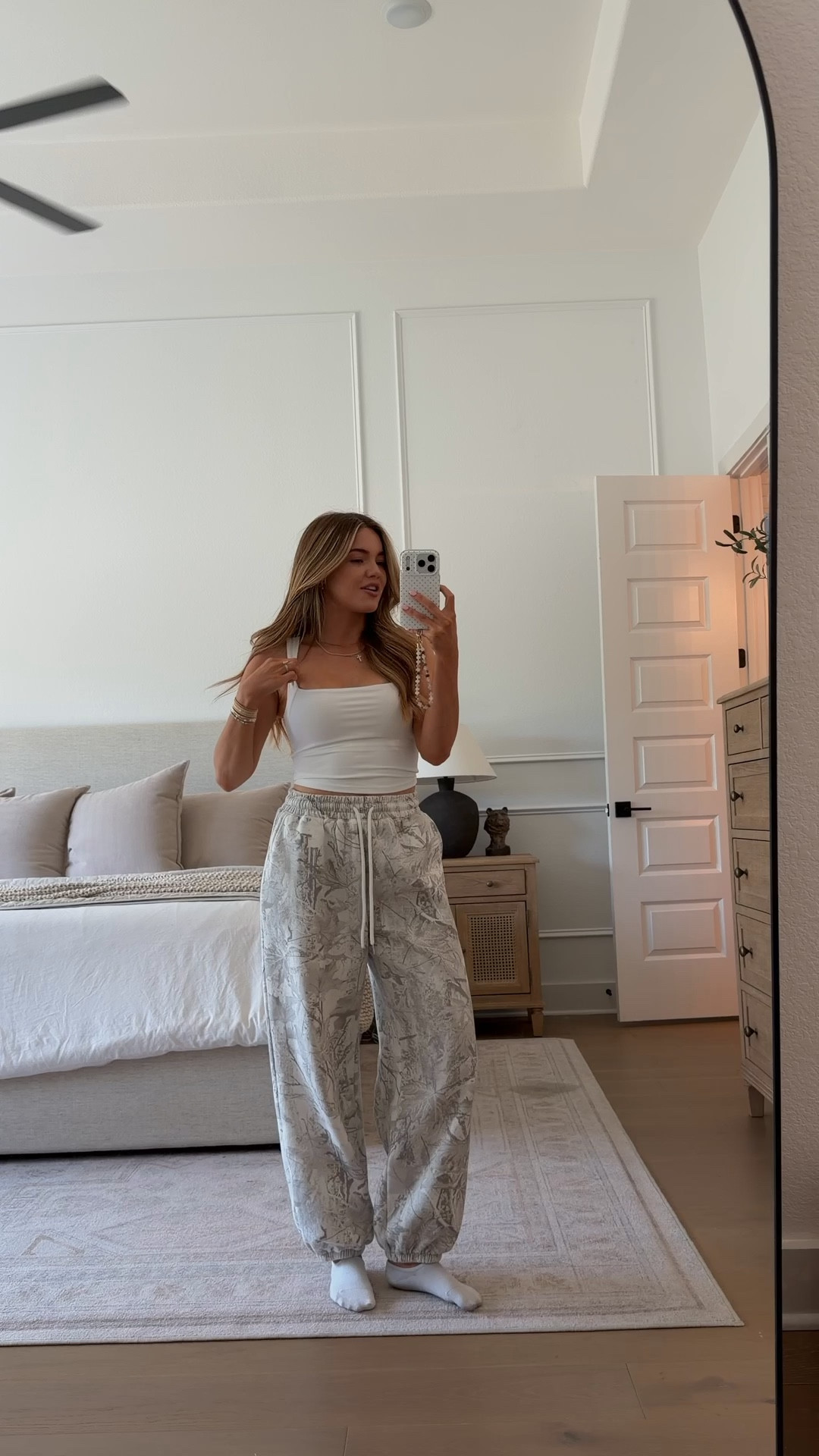 bra tank: xs // camo sweatpants: small