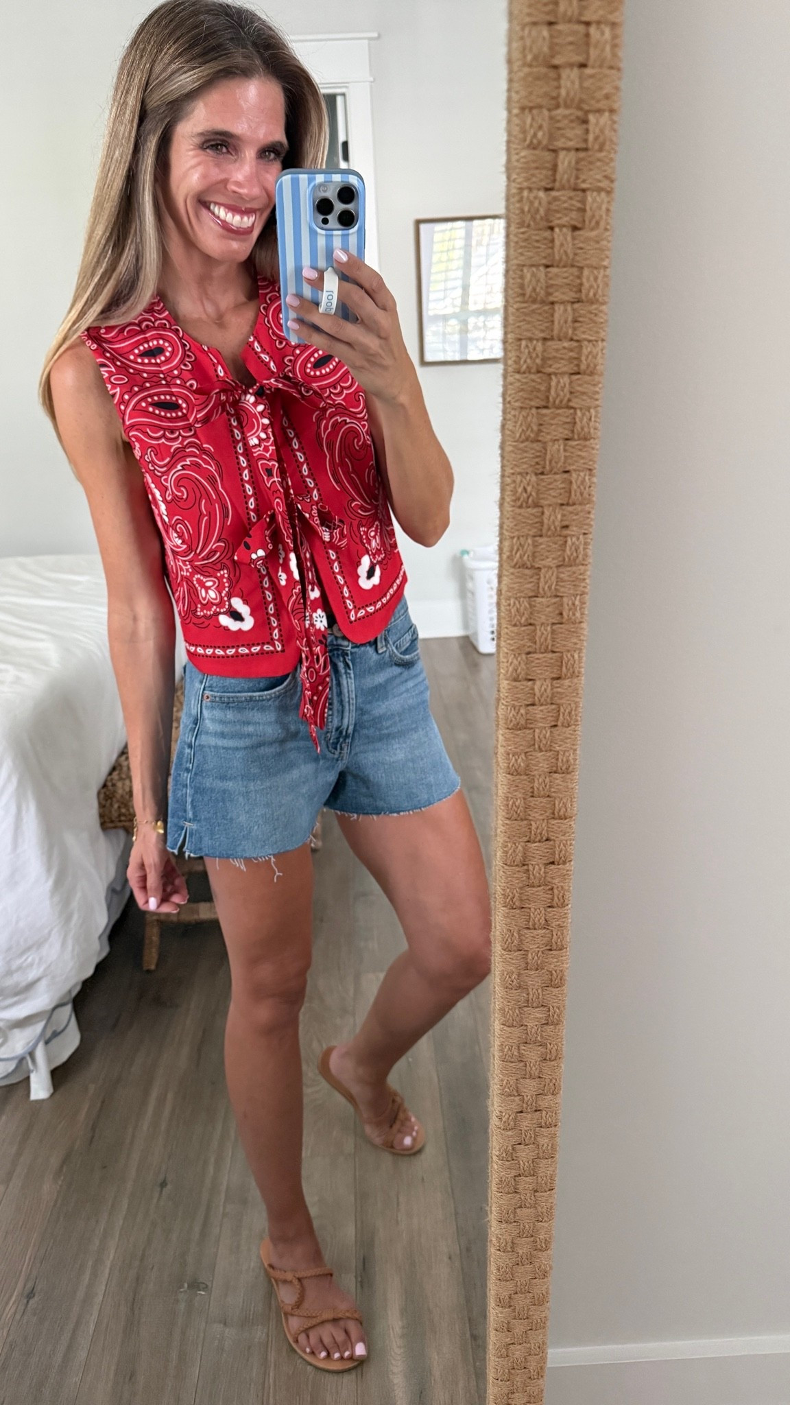 Commense bandana tie front top and denim jeans. Country concert outfit

#LTKSeasonal