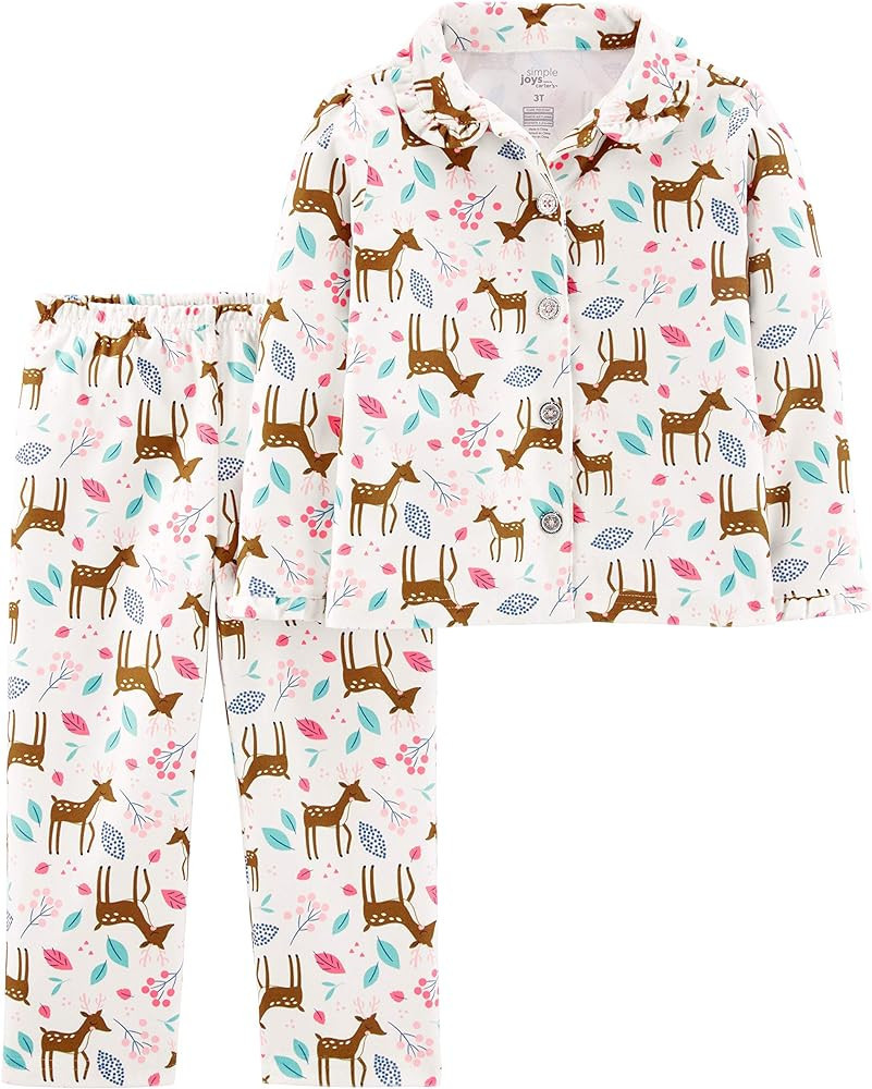 Simple Joys by Carter's Toddlers and Baby Girls' 2-Piece Coat Style Pajama Set | Amazon (US)
