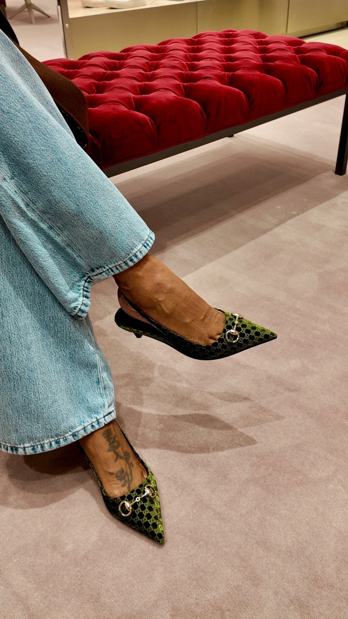 Gucci Green Heels Styled with Wide-Leg Denim | Street Style Chic

#LTKOver40 #LTKStyleTip #LTKShoeCrush