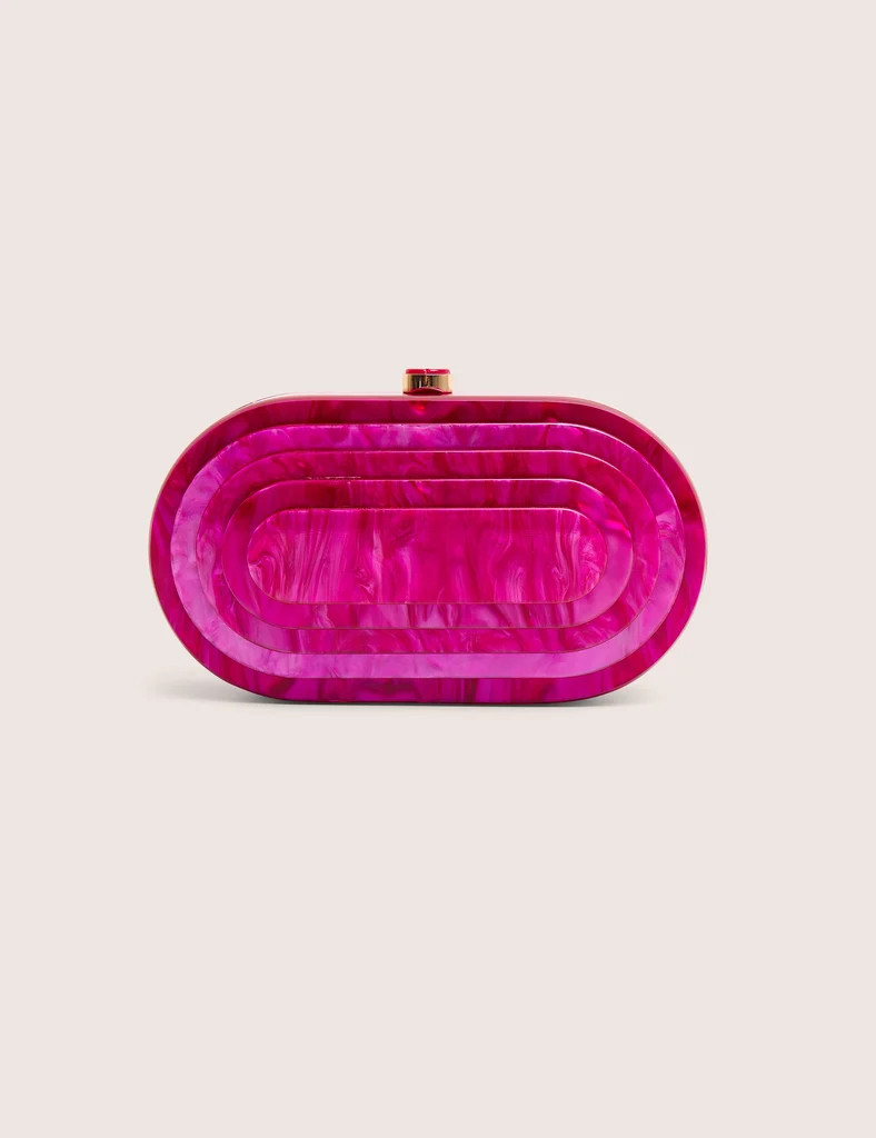 The Cleo Marble Resin Oval Clutch Bag in Pink | Public Desire