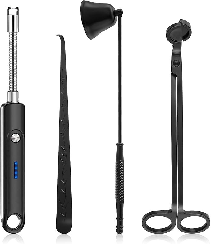 Lsnisni Candle Wick Cutter, Candle Snuffer and Wick Trimmer Black, Electric Candle Lighter Rechar... | Amazon (US)