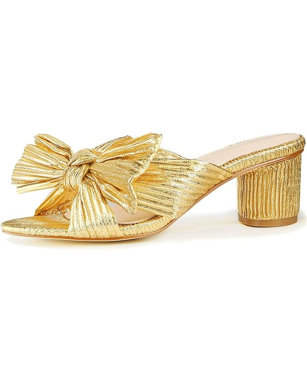 MUCCCUTE Women's Bow Knot Heeled Sandals Ankle Buckle Strap Chunky Heeled Open-toe Comfortable We... | Amazon (US)