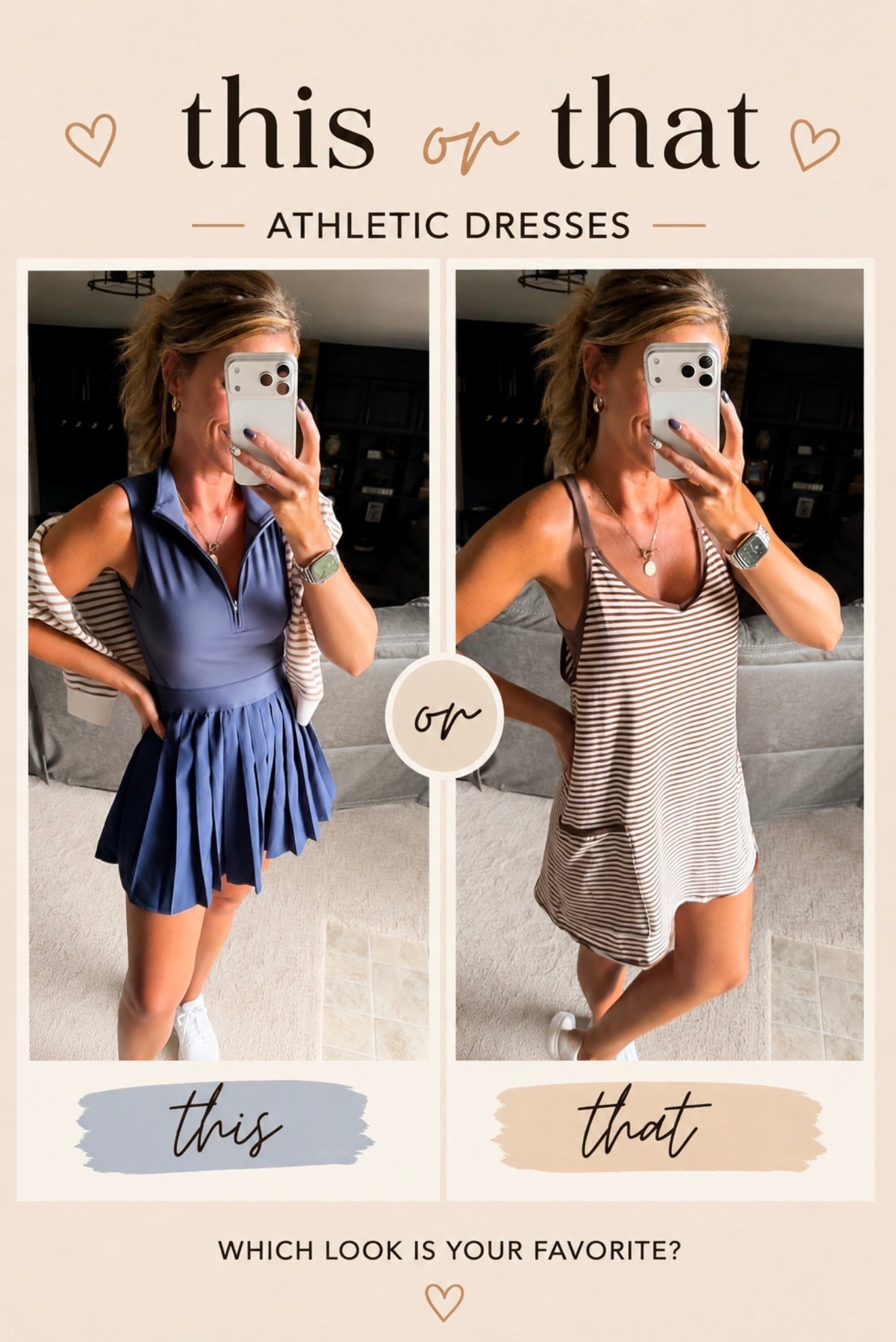 Do you prefer more fitted or loose?? Both styles have built in shorts. 
Wearing medium in both.

#LTKSeasonal #LTKOver40 #LTKActive