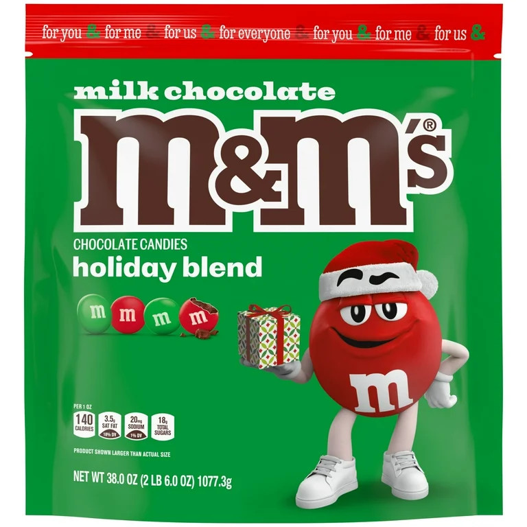 M&M's Milk Chocolate Christmas Candy, Holiday Blend Candies, 38 oz Bag - Walmart.com | Walmart (US)