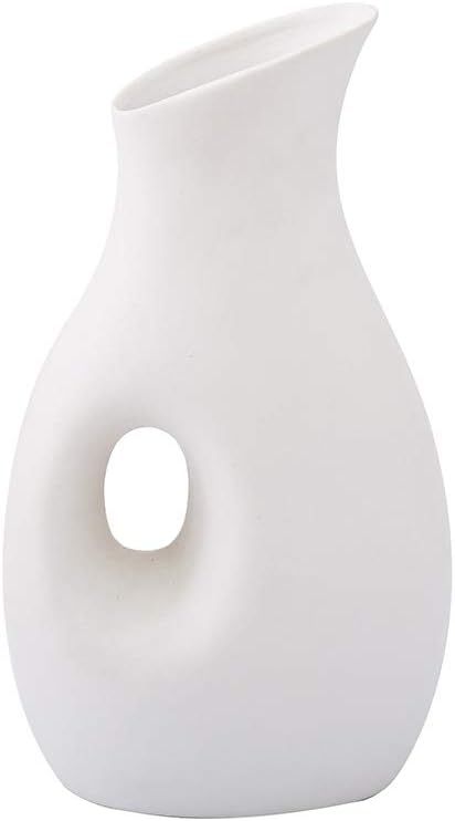 Anding White Ceramic Vase - Matte Design - Ideal Gift Flowers Vase for Friends, Family, Wedding, ... | Amazon (US)
