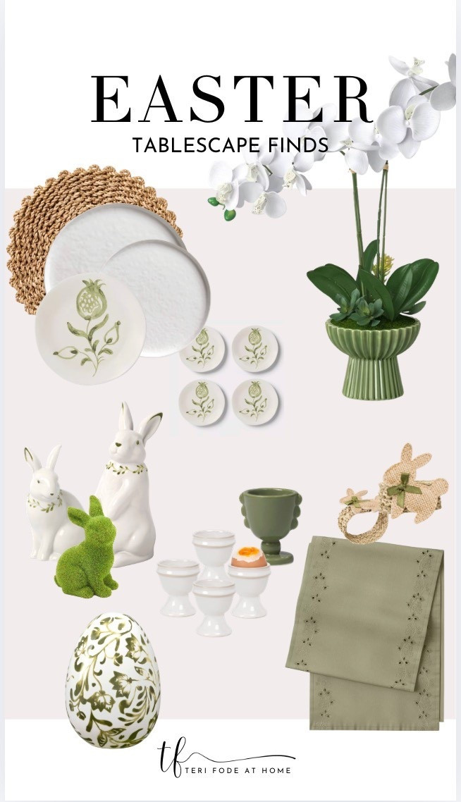 Easter tablescape, orchid in vase, ceramic bunnies, ceramic egg, egg cups, ceramic egg holders, eyelet table runner, Easter table decor, bunny napkin rings

#LTKHome #LTKSeasonal