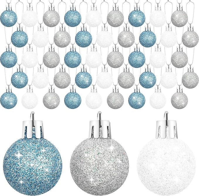 Liliful 72 Pcs Mini Christmas Balls Mini Xmas Ball Tree Hanging Ornaments Glitter Christmas Ball ... | Amazon (US)