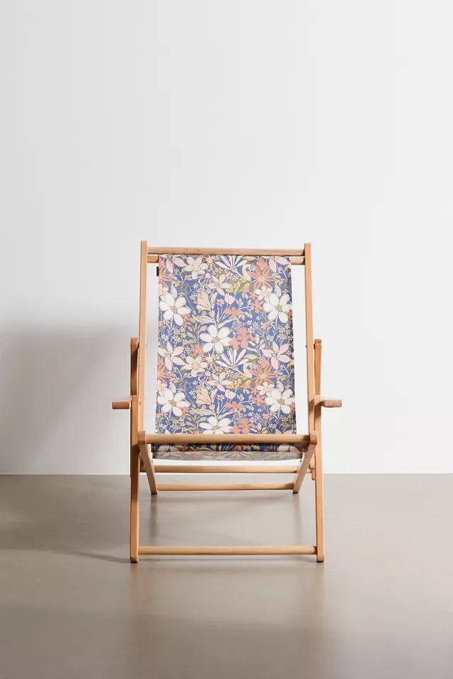 Deny UO Exclusive Sylvie Dark Floral Outdoor Folding Chair | Urban Outfitters (US and RoW)