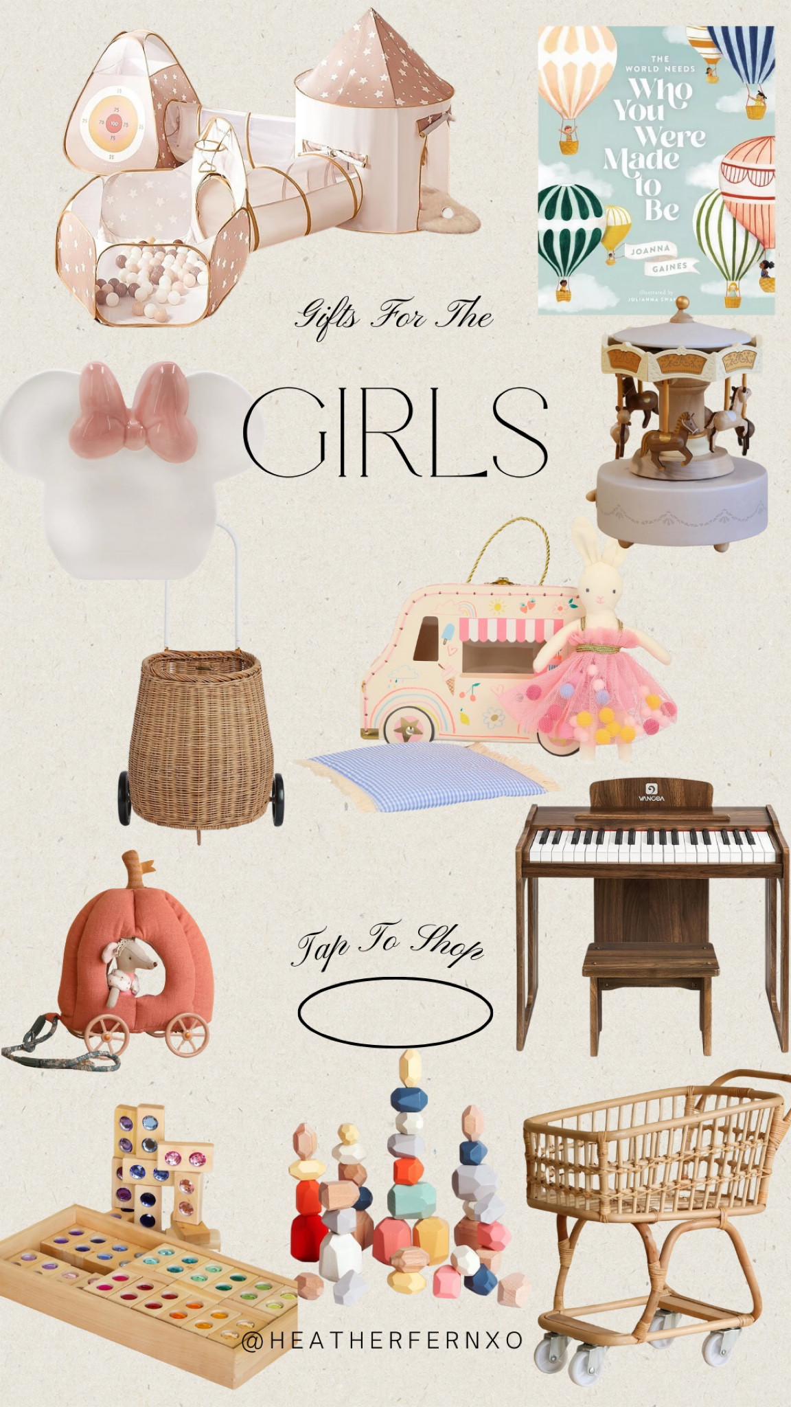Gift guide for toddler girls. These gifts are a bit more aesthetic, neutral and Montessori 

#LTKKids #LTKGiftGuide #LTKHoliday
