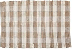DII Buffalo Check Rug Collection, Hand Dyed Reversible Chindi Rug, 26x40, Stone/Cream | Amazon (US)