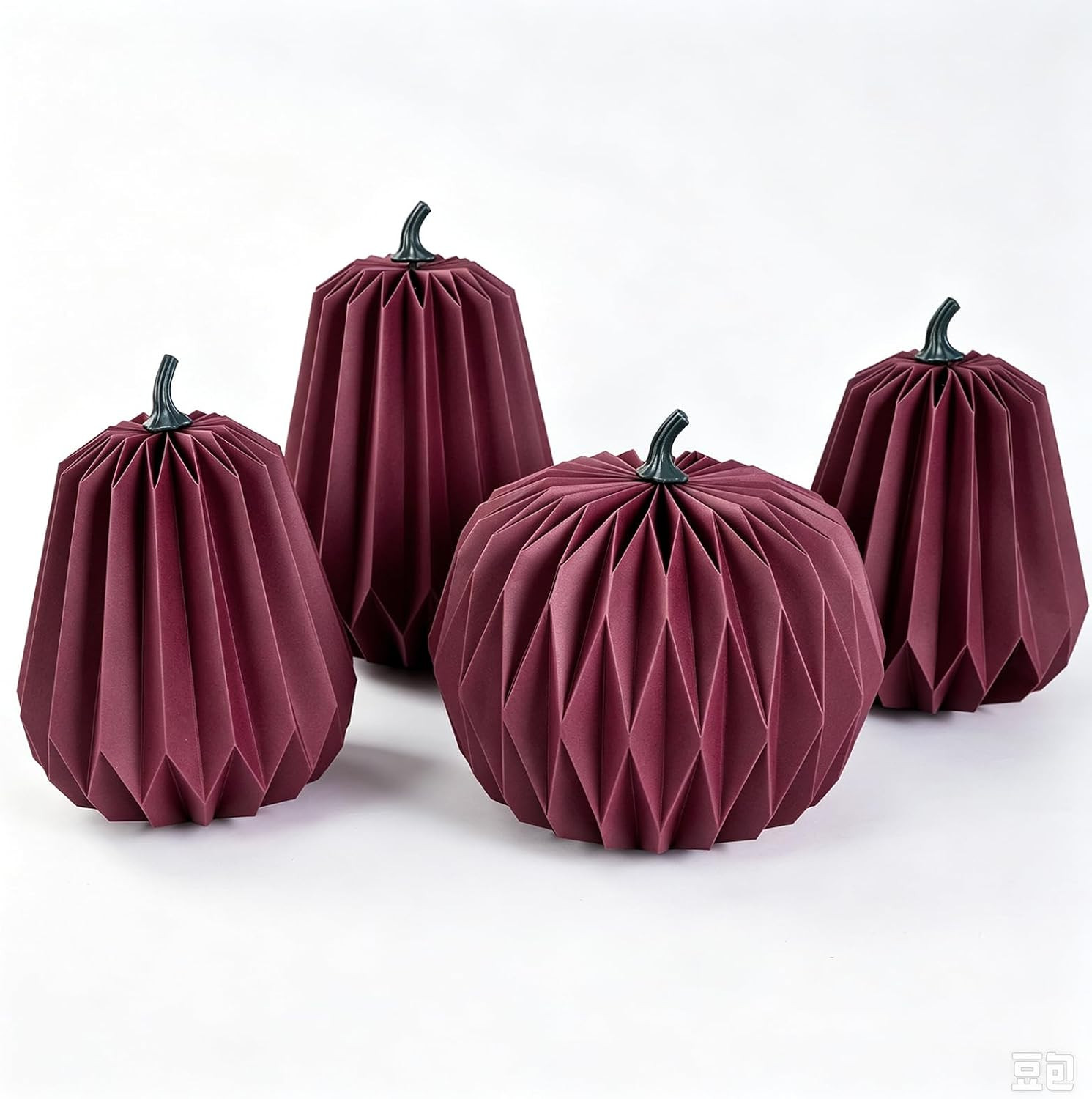 OBBOLO 4 Pack Paper Pumpkin Decorations, 3D Burgundy Paper Pumpkins for Fall Decor, Foldable Thanksgiving Table Centerpieces for Home, Mantel and Harvest Party | Amazon (US)