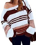 Amazon.com: KIRUNDO Women's Strip Color Block Short Sweater Long Sleeves Stitching Color Round Ne... | Amazon (US)