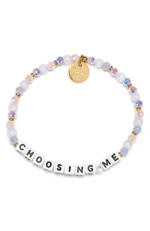 Little Words Project Choosing Me Beaded Stretch Bracelet in White at Nordstrom, Size Small | Nordstrom