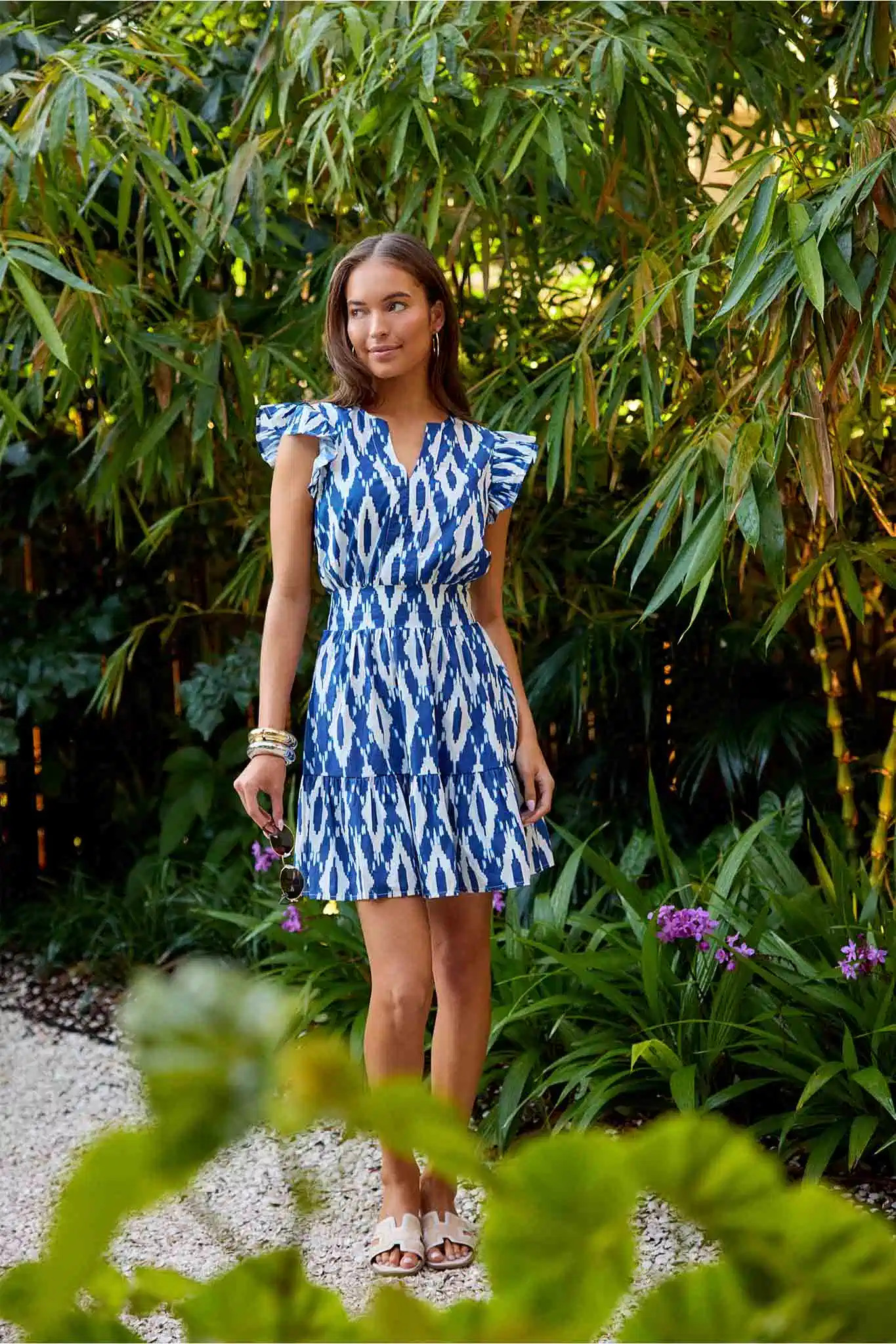 Cheryl Blue Printed Short Dress | Avara