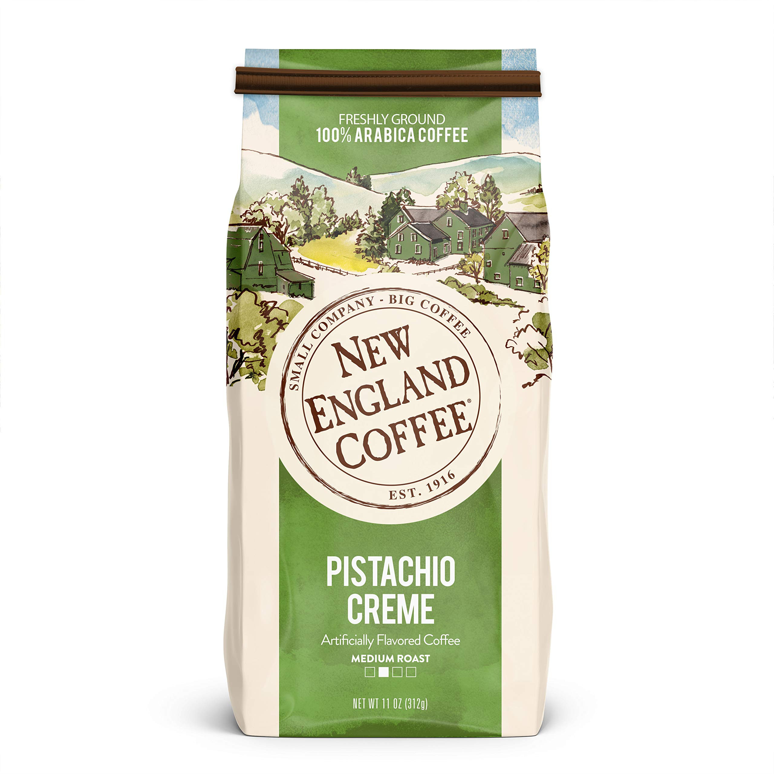 New England Coffee Pistachio Crème Medium Roast Ground Coffee, 11oz Bag (Pack of 1) | Amazon (US)