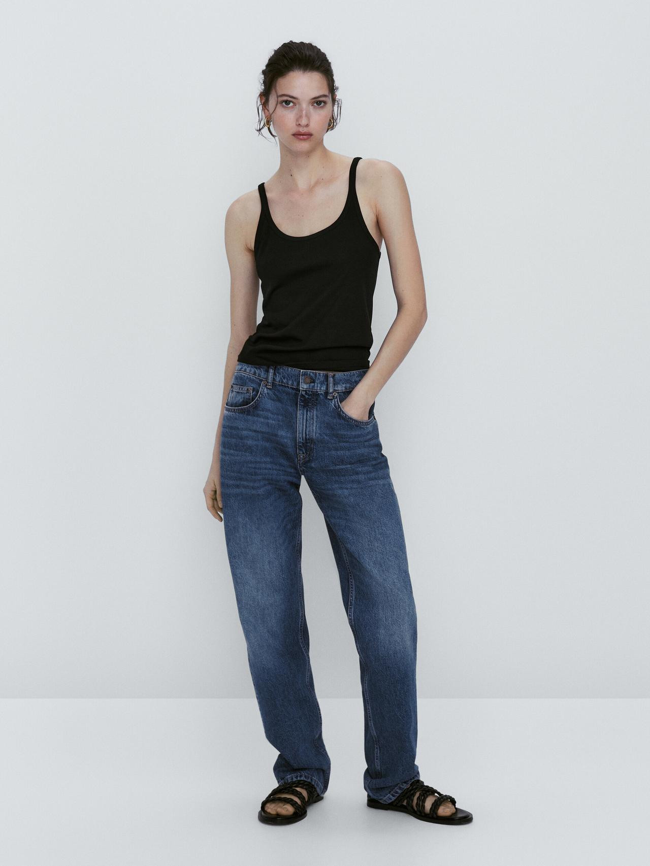 Cotton top with thin straps | Massimo Dutti DE