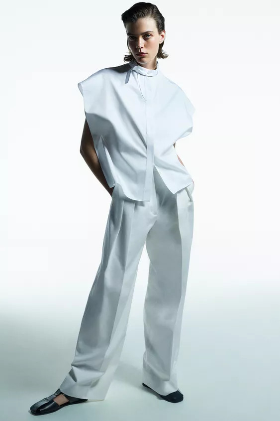 ZW COLLECTION TWILL PLEATED PANTS | Zara US