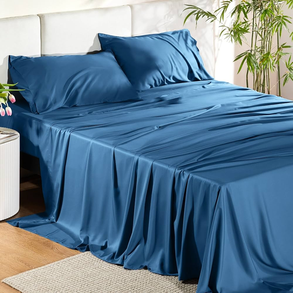 Bedsure Queen Sheets, Rayon Derived from Bamboo, Queen Cooling Sheet Set, Deep Pocket Up to 16", ... | Amazon (US)