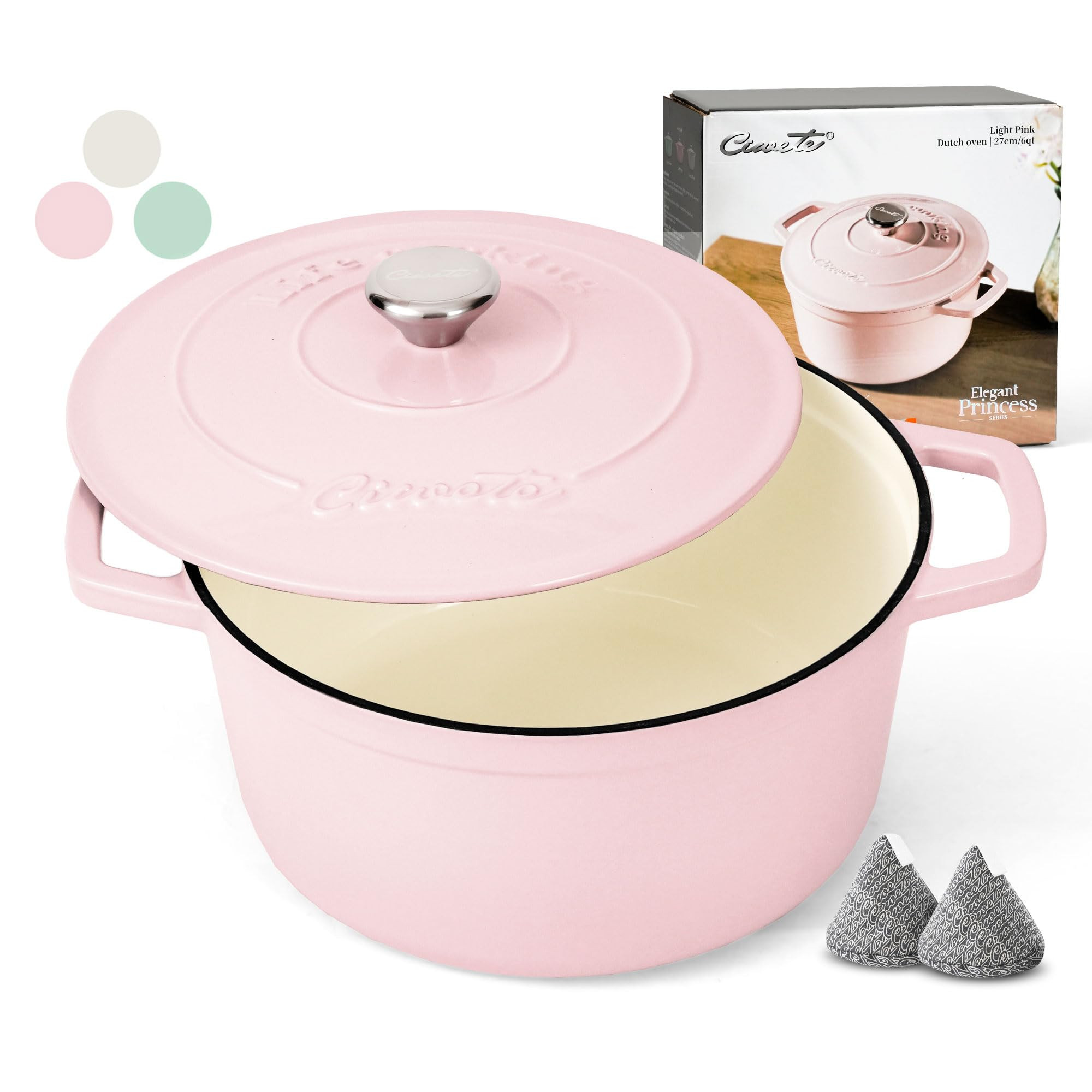 6 QT Dutch Oven Pot with Lid, Enameled Cast Iron Dutch Oven for Bread Making, Braiser, Cooking, D... | Amazon (US)