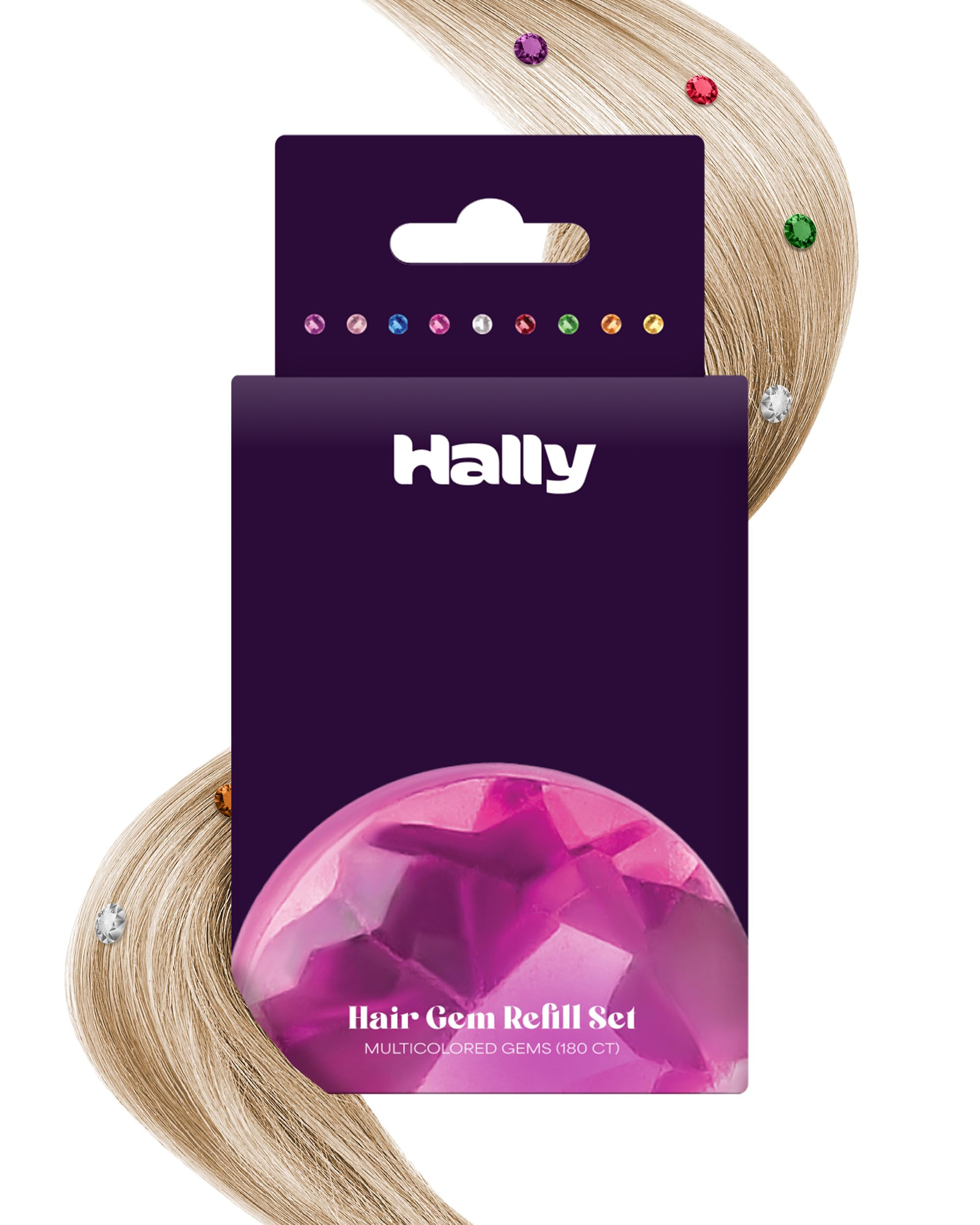 Hally Hair Gems Pen Refill Set - Includes 180 Multicolored Adhesive Gem Stickers Hair Jewels - St... | Amazon (US)