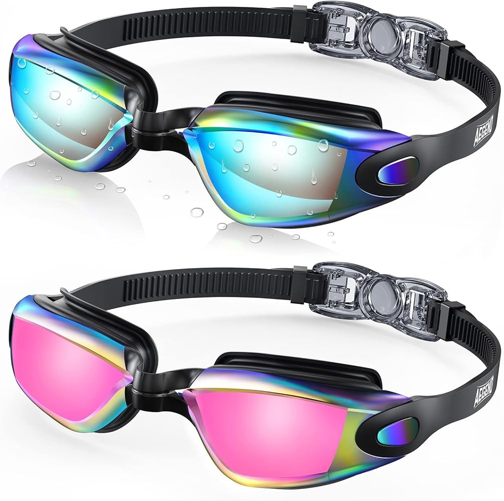 Aegend Swim Goggles 2-Pack, No Leaking Anti-Fog UV Protection Mirrored Swim Glasses for Adult Men... | Amazon (US)
