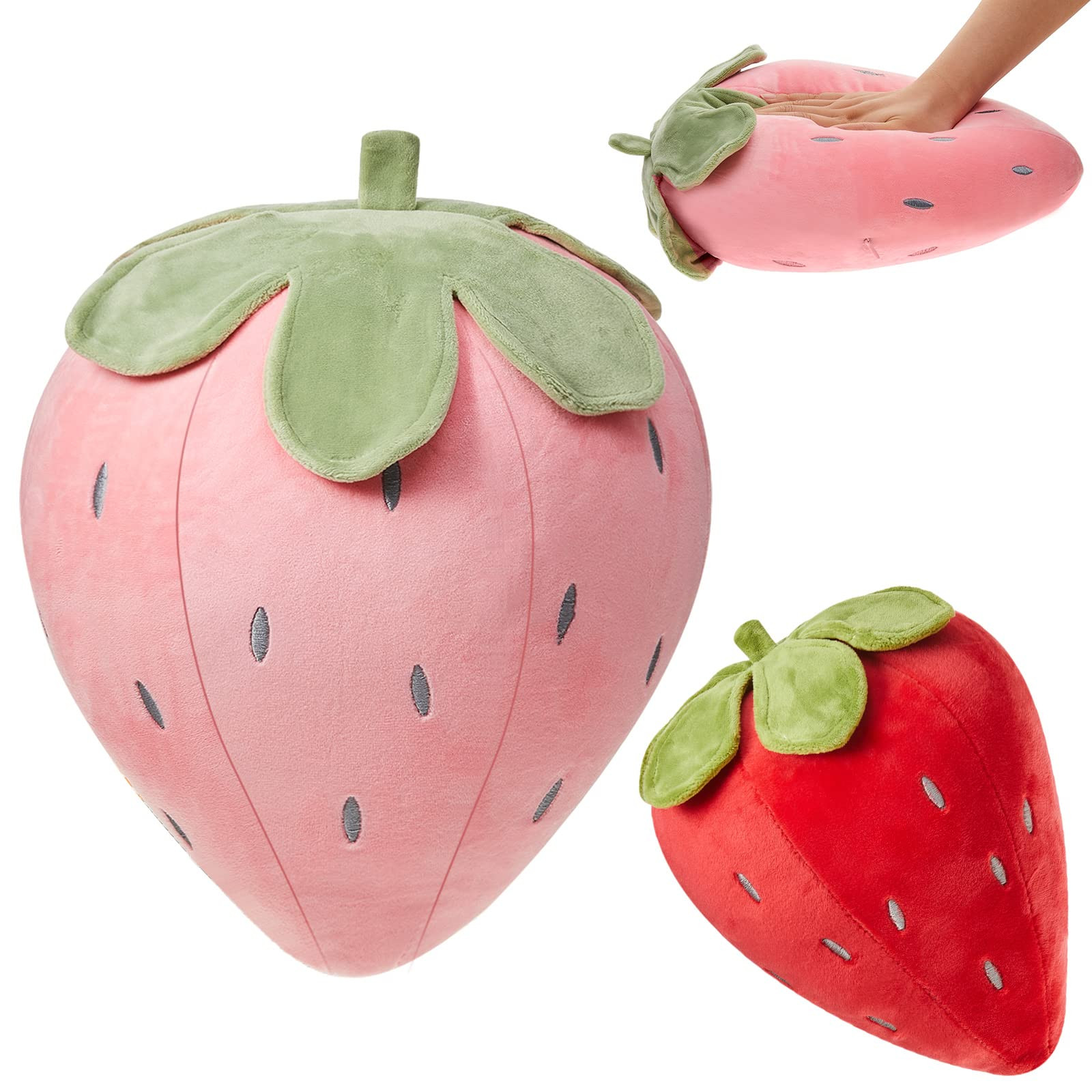 Juexica 2 Pcs Strawberry Pillow 15.7 Inch 9.8 Inch, Fruit Plush Pillow, Soft Kawaii Strawberry Be... | Amazon (US)