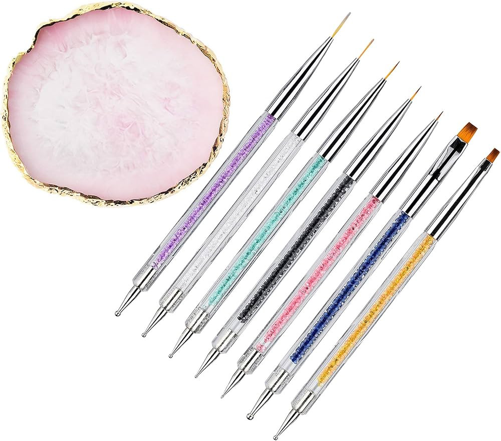 8 Pieces Designs Brushes for Nail Art Resin Palette Gel Design Nail Art Dotting Tools Nail Gel Pa... | Amazon (US)