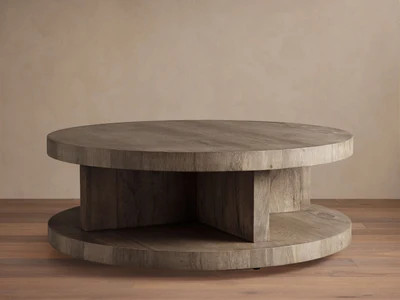 Leandro 54""D Round Coffee Table in Fawn | Arhaus