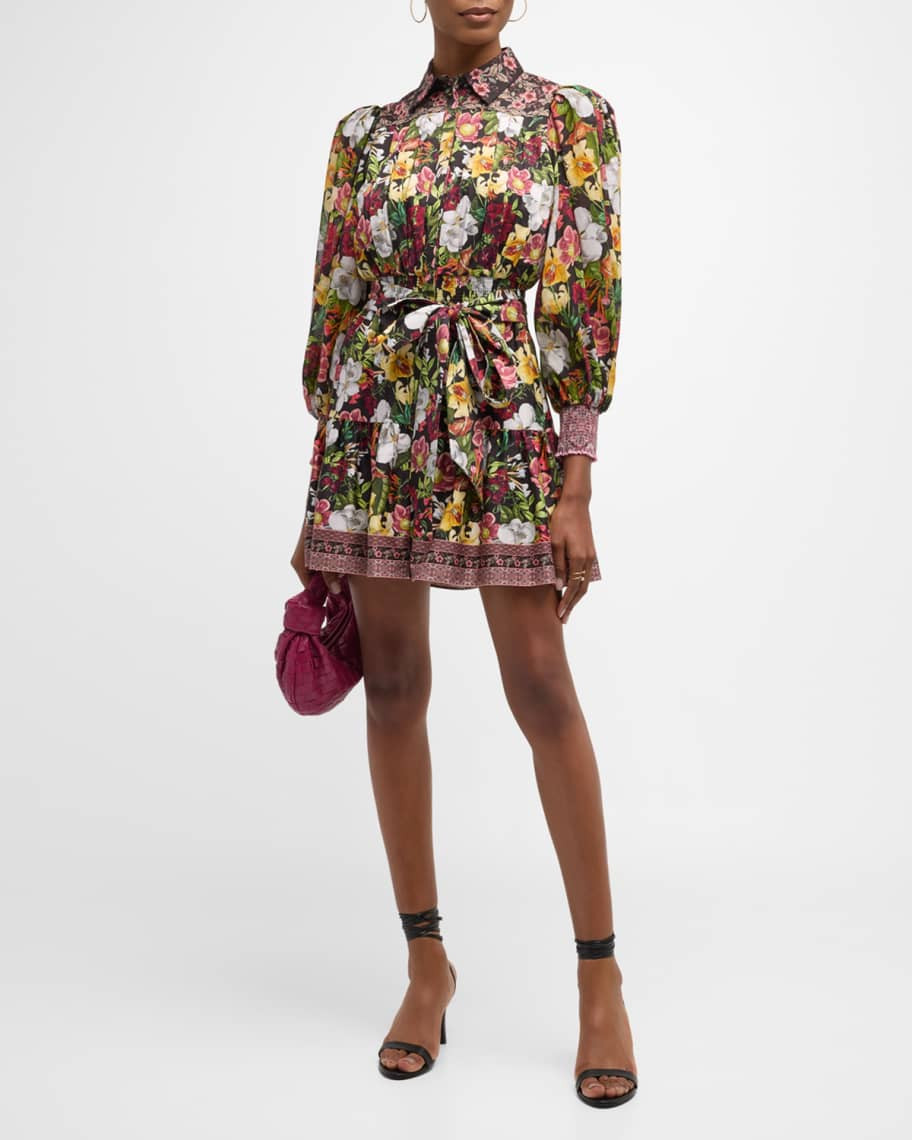 Tiffie Belted Long-Sleeve Mini Shirtdress | Neiman Marcus