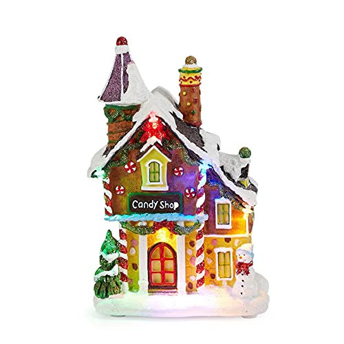 innodept12 Christmas Candy Gingerbread House Decor - Christmas Village Houses Building with LED Light up Decorative Tabletop Decoration | Amazon (US)