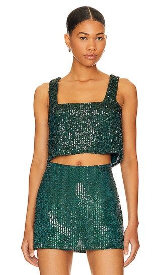 Tara Crop Top in Emerald Sequins | Revolve Clothing (Global)