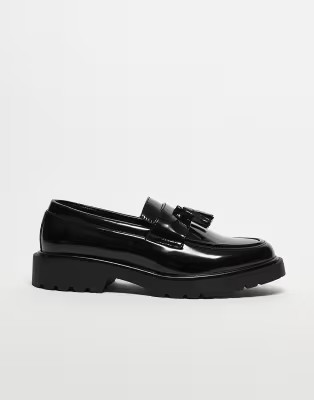 ASOS DESIGN tassel loafers in black faux leather | ASOS (Global)