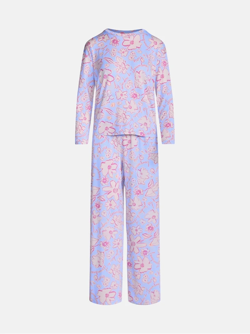 Joyspun Women's Essential Sleep Top and Pants, 2-Piece Pajama Set, Sizes XS-3X | Walmart (US)