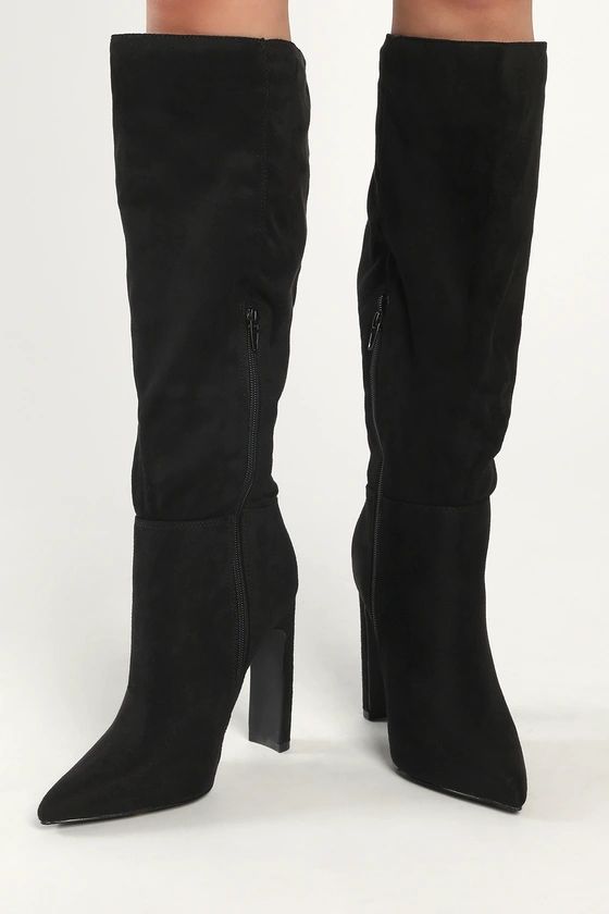 Shakirah Black Faux Suede Knee High Boots | Lulus (US)