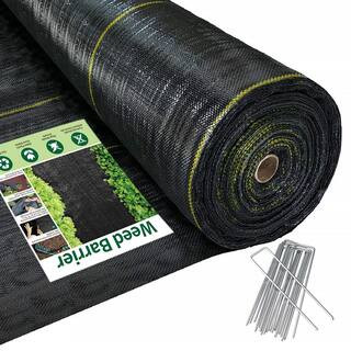 4 ft. x 300 ft. Fabric Weed Barrier Landscape with U-Shaped Securing Pegs, Heavy-Duty Block Garde... | The Home Depot