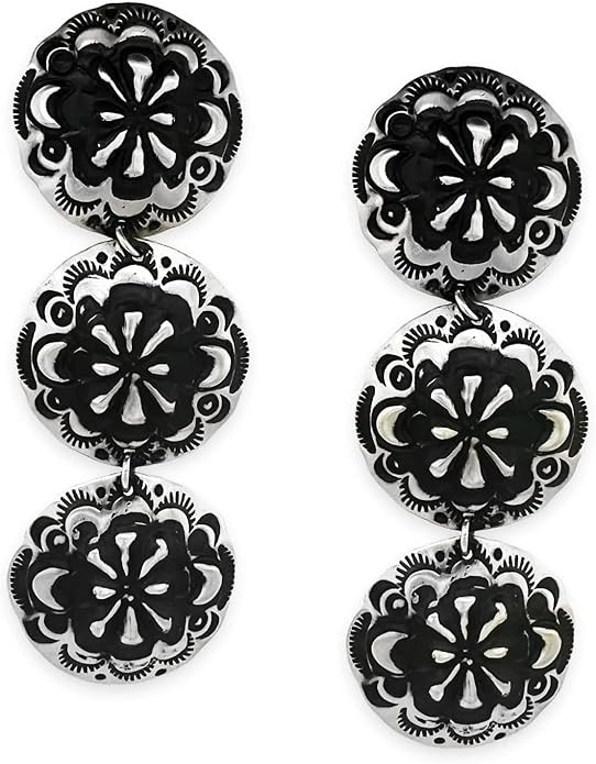 Genuine Oxidized Sterling Silver Statement Earrings, Authentic Native American USA Handmade in Ne... | Amazon (US)