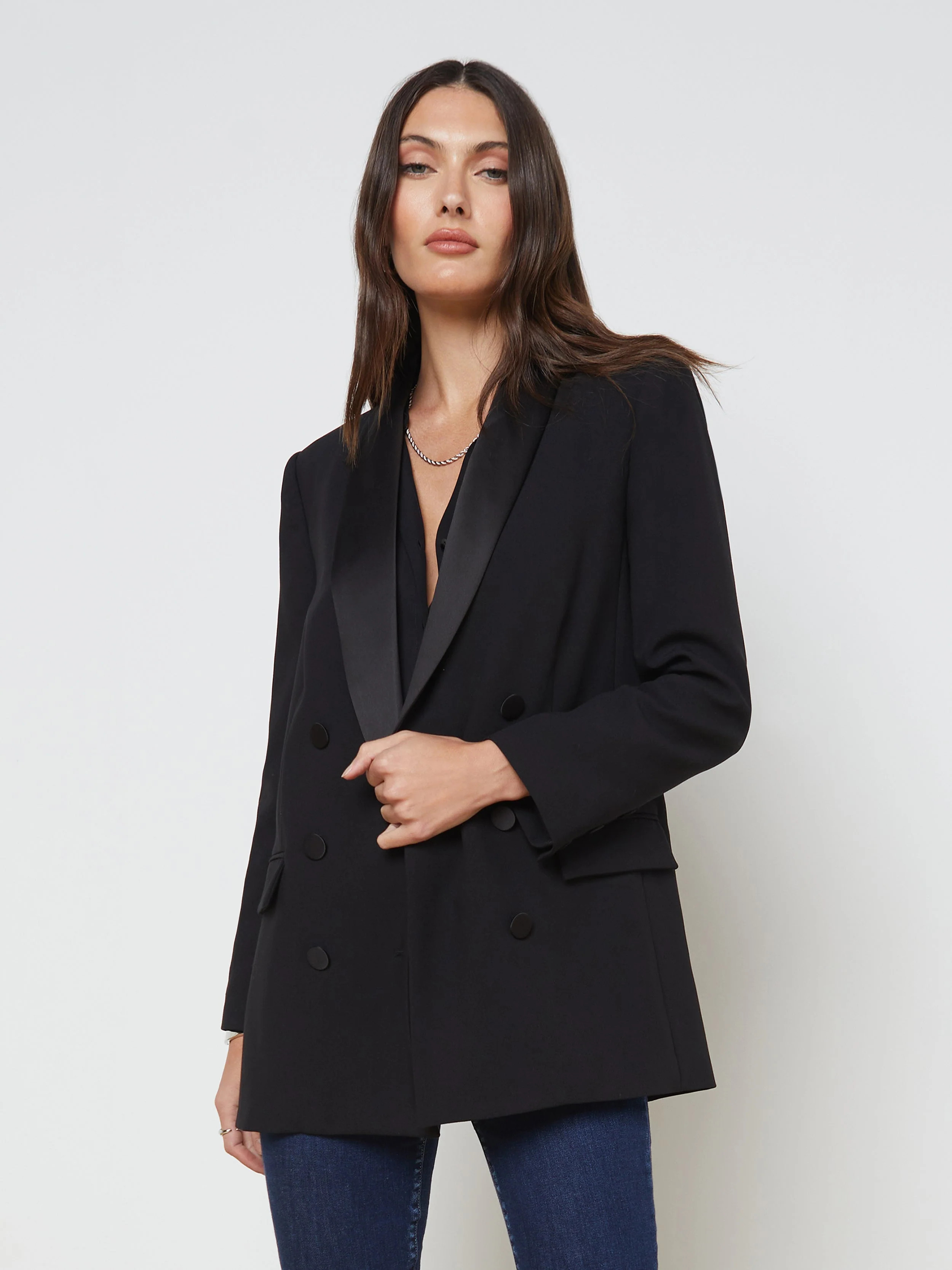 L'AGENCE - Jayda Double-Breasted Blazer in Black/Black | L'Agence