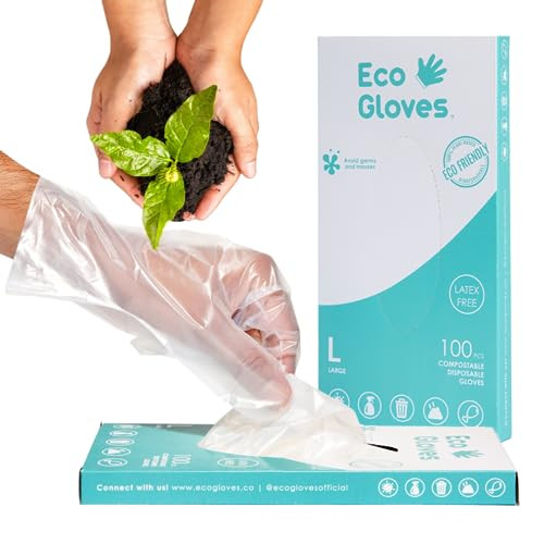 Eco Gloves Plant-Based Compostable Gloves Eco-friendly Latex Free, Powder Free, BPA Free for Food, Safety, Cleaning, Pet Care | Pack of 100 | Clear (Medium) | Amazon (US)