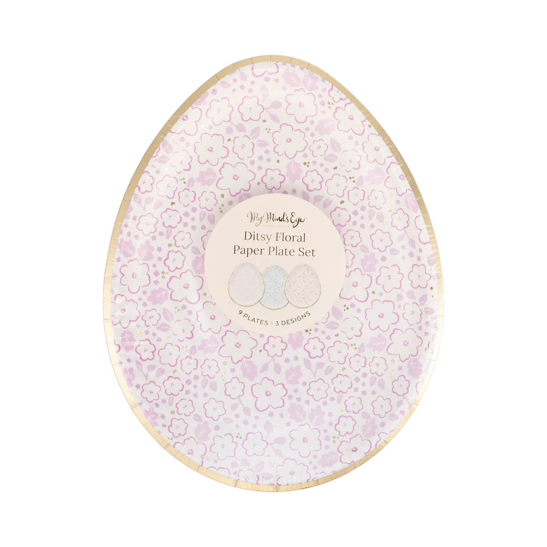 Ditsy Floral Egg Paper Plate Set | My Mind's Eye